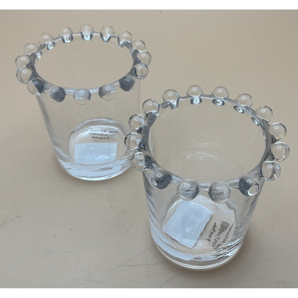 Set of‎ 2 Clear Shot Glass Beaded Bubble Rim 3oz Mini Tumblers